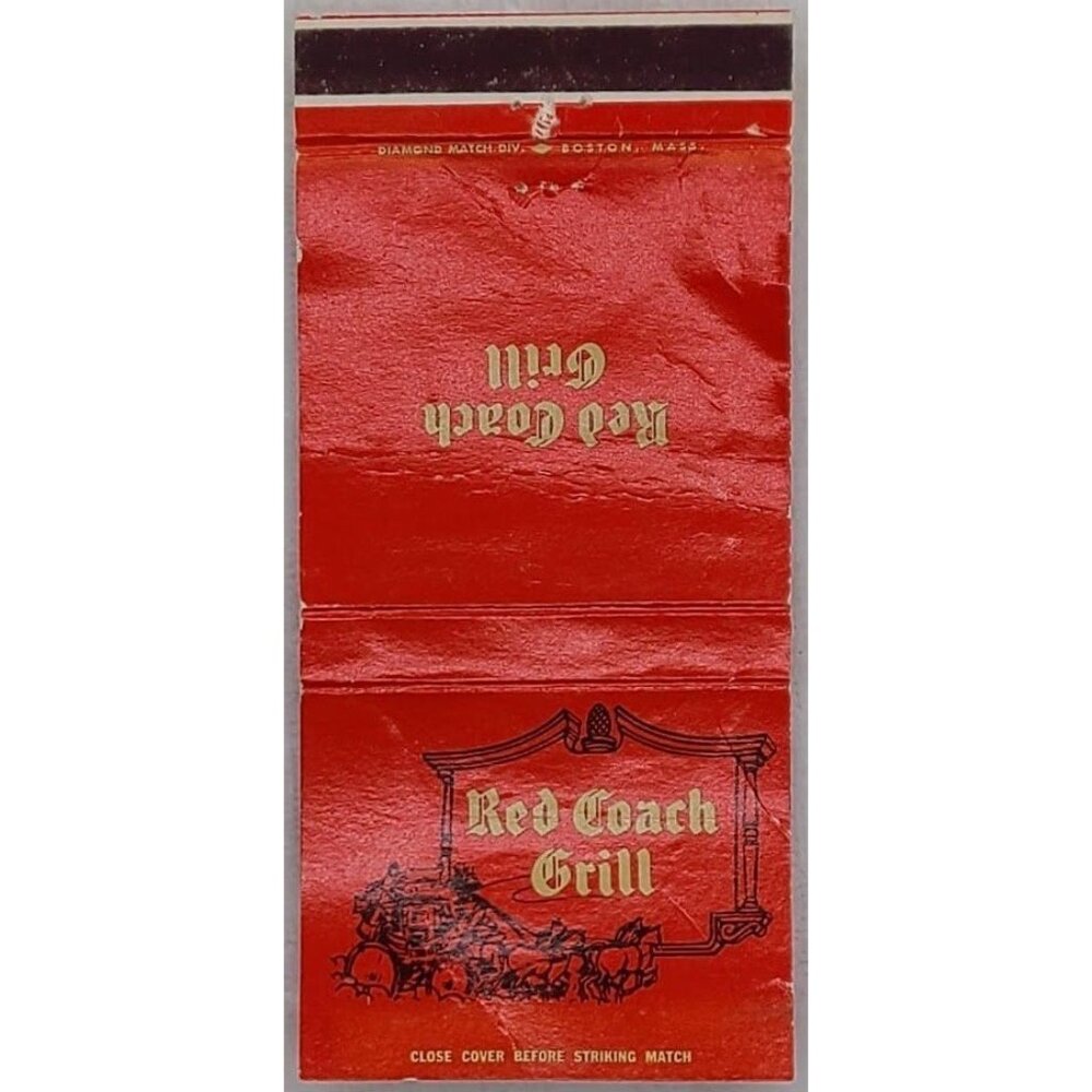 Front Strike Matchbook Cover Red Coach Grill Restaurants Boston Massachusetts